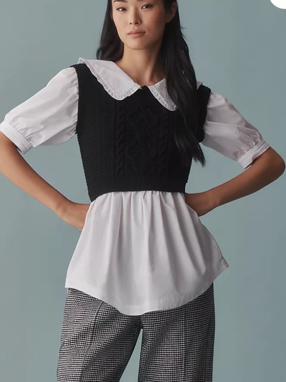 Maeve by Anthropologie Peter Pan Collar Twofer Sweater Top